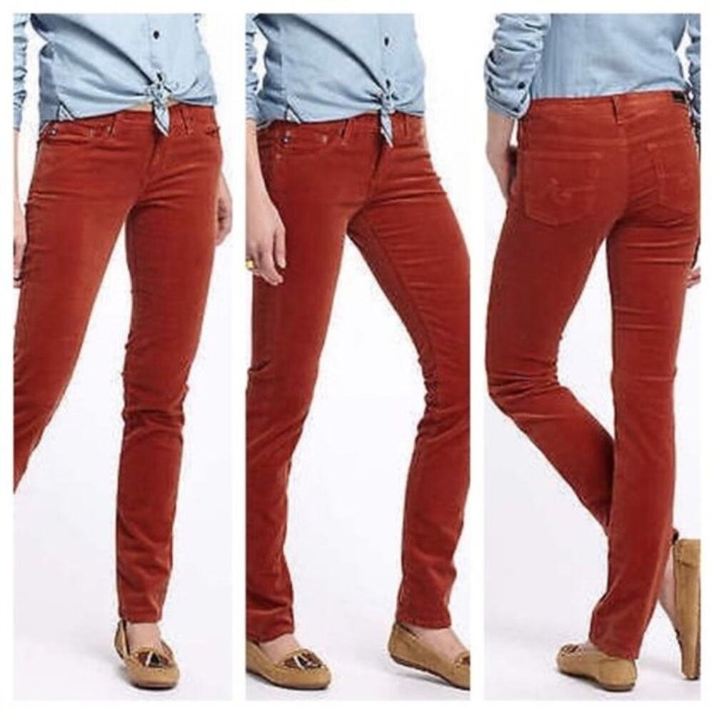 ADRIANO GOLDSCHMIED The Stevie Slim Straight Rust Corduroy Pants ~ Women's 28 S